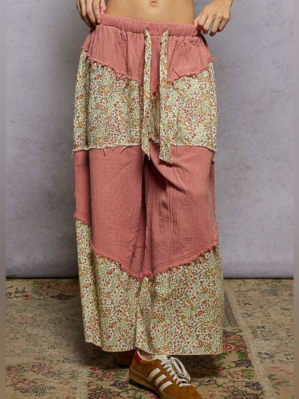 Double Gauze Frayed Edge Detail
Woven Pants|Dusty Peach